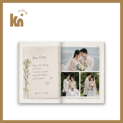 Bố cục album ảnh cưới phong cách nhật ký