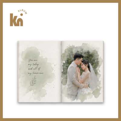 Bố cục album ảnh cưới màu nước nghệ thuật