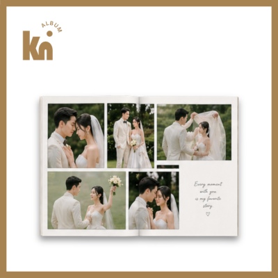 Bố cục album ảnh cưới kể chuyện đa khung